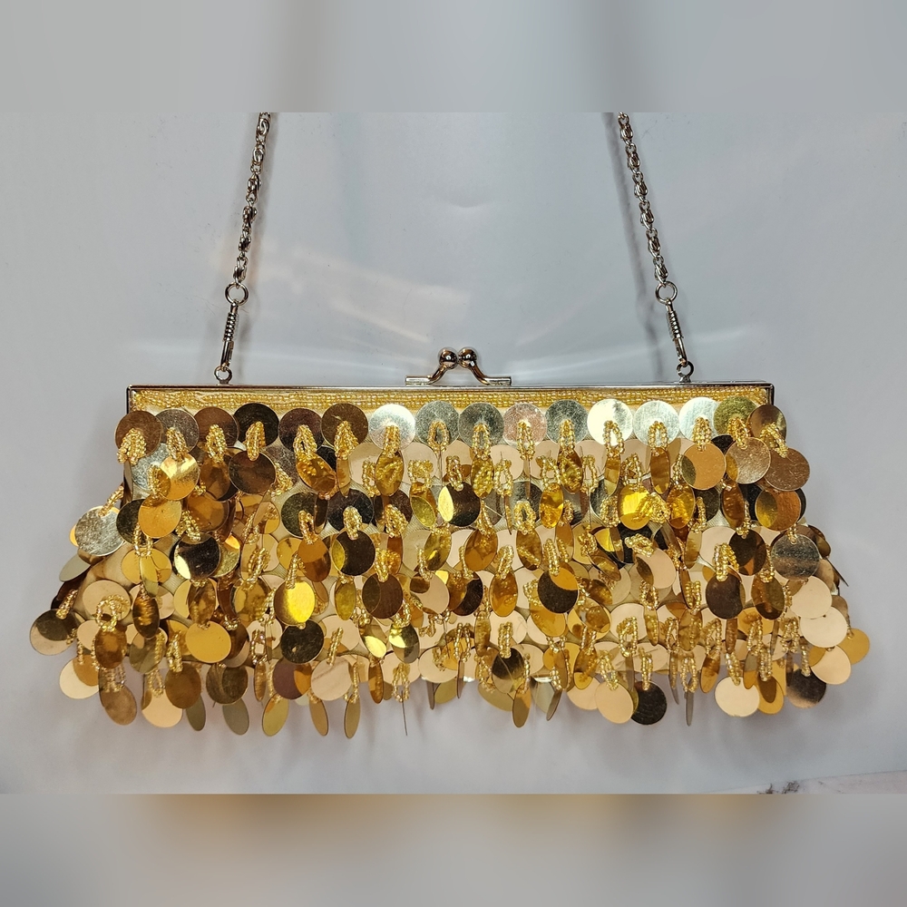 Gold beaded Go Go clutch